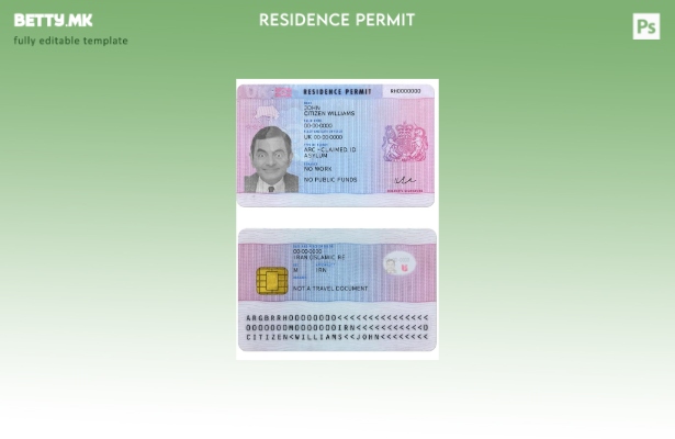 Модерен стил Шаблон за верзија на дозвола за престој во Обединетото Кралство